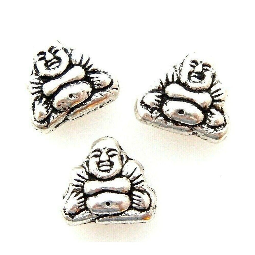 20 Antiqued Tibetan Silver Two Sided Maitreya Buddha Bali Spacer Accent Beads